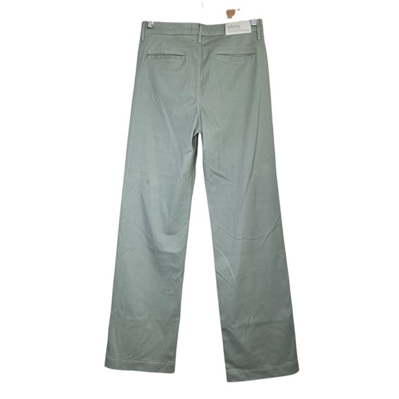 elims Malibu Wide-Leg Chino Trouser High Waist Sage Green Sz 28 Long (XL) NEW - Picture 7 of 13
